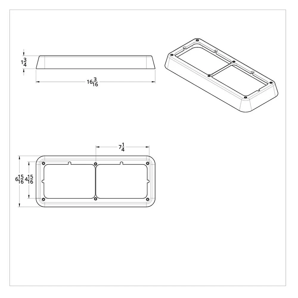 Chrome Plastic Rectangular Dual 4" X 6" Headlight Bezel - Image 3