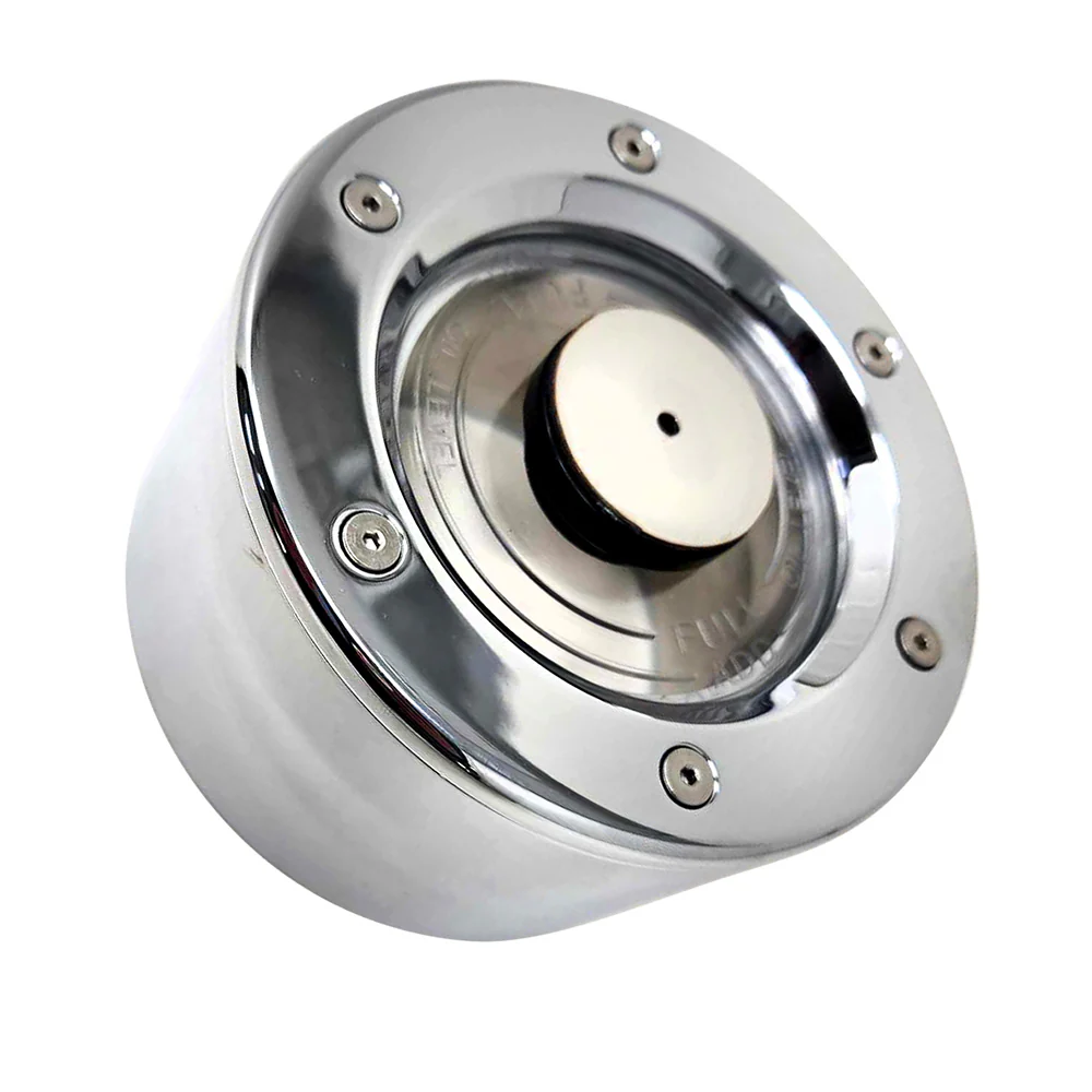 Chrome Plated Billet Aluminum Front Boltless Oil Caps with 4-1/2" Bolt Pattern - Image 2
