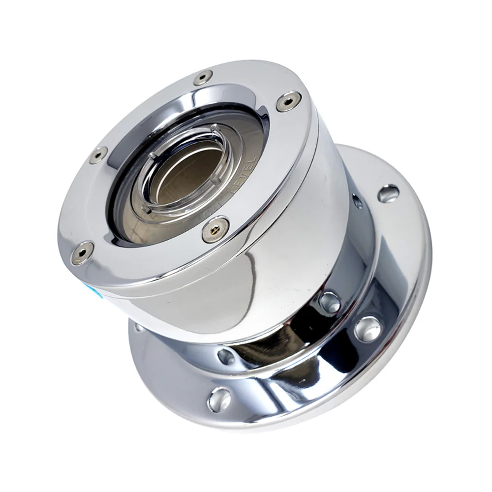 Chrome Plated Billet Aluminum Front Oil Caps With Window