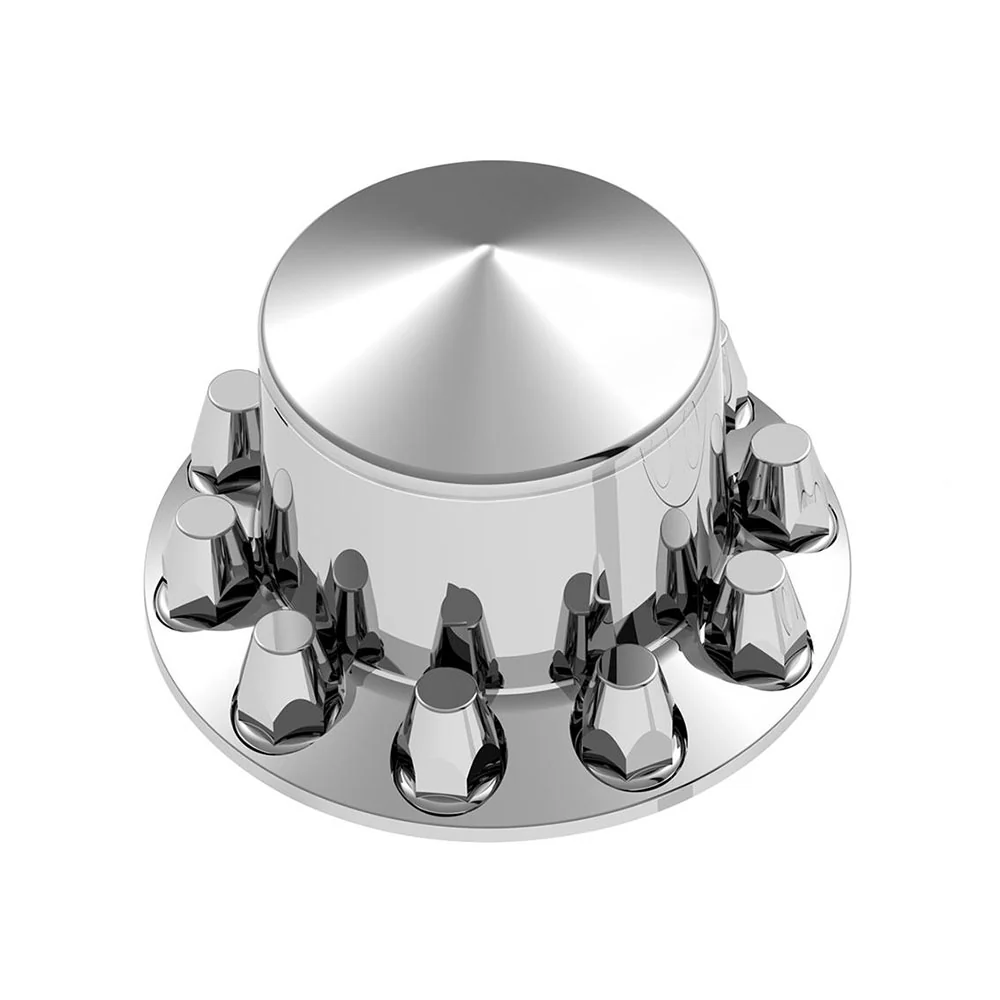 Chrome Pointed Rear Axle Cover With 33mm Standard Style Push-On Nut Covers