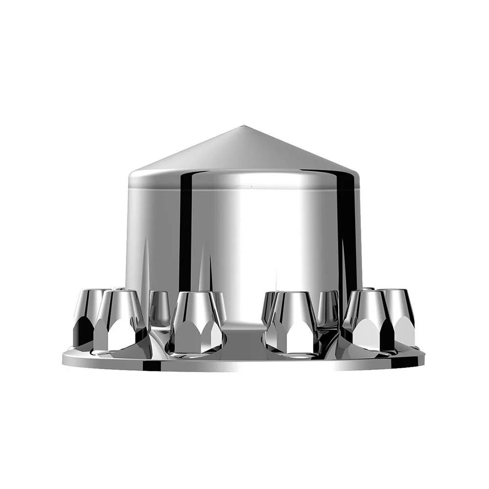 Chrome Pointed Rear Axle Cover With 33mm Standard Style Push-On Nut Covers - Image 2