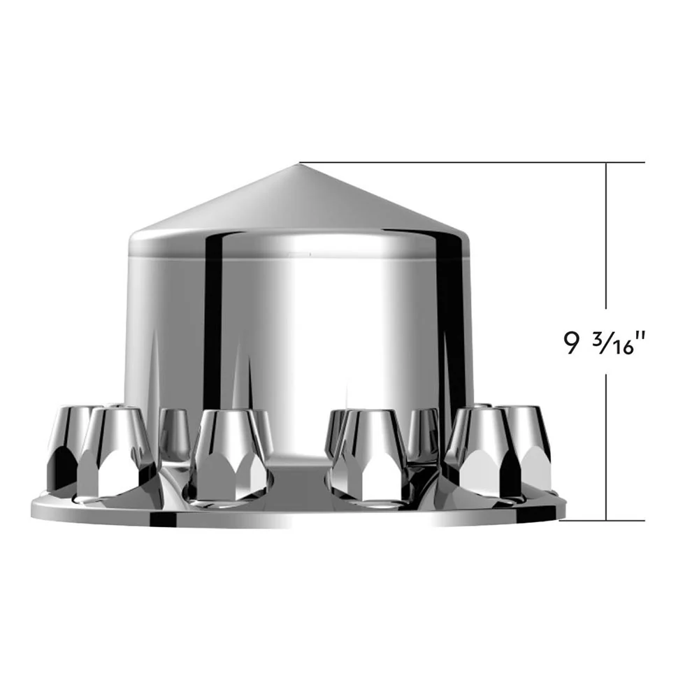 Chrome Pointed Rear Axle Cover With 33mm Standard Style Push-On Nut Covers - Image 7