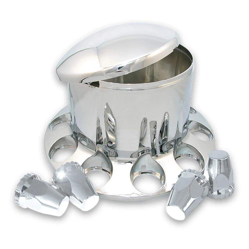 Chrome Rear Axle Cover with 33mm Push-On Nut Covers