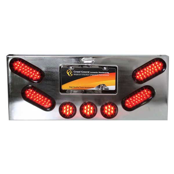 Chrome Rear Center Panel w/4 Oval & Three 2.5" LED