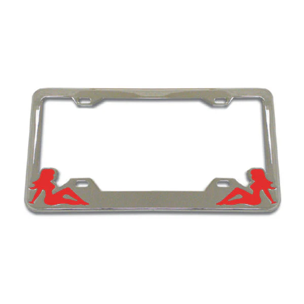 Chrome Sitting Ladies License Plate Frame