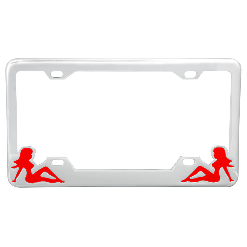 Chrome Sitting Ladies License Plate Frame - Image 2