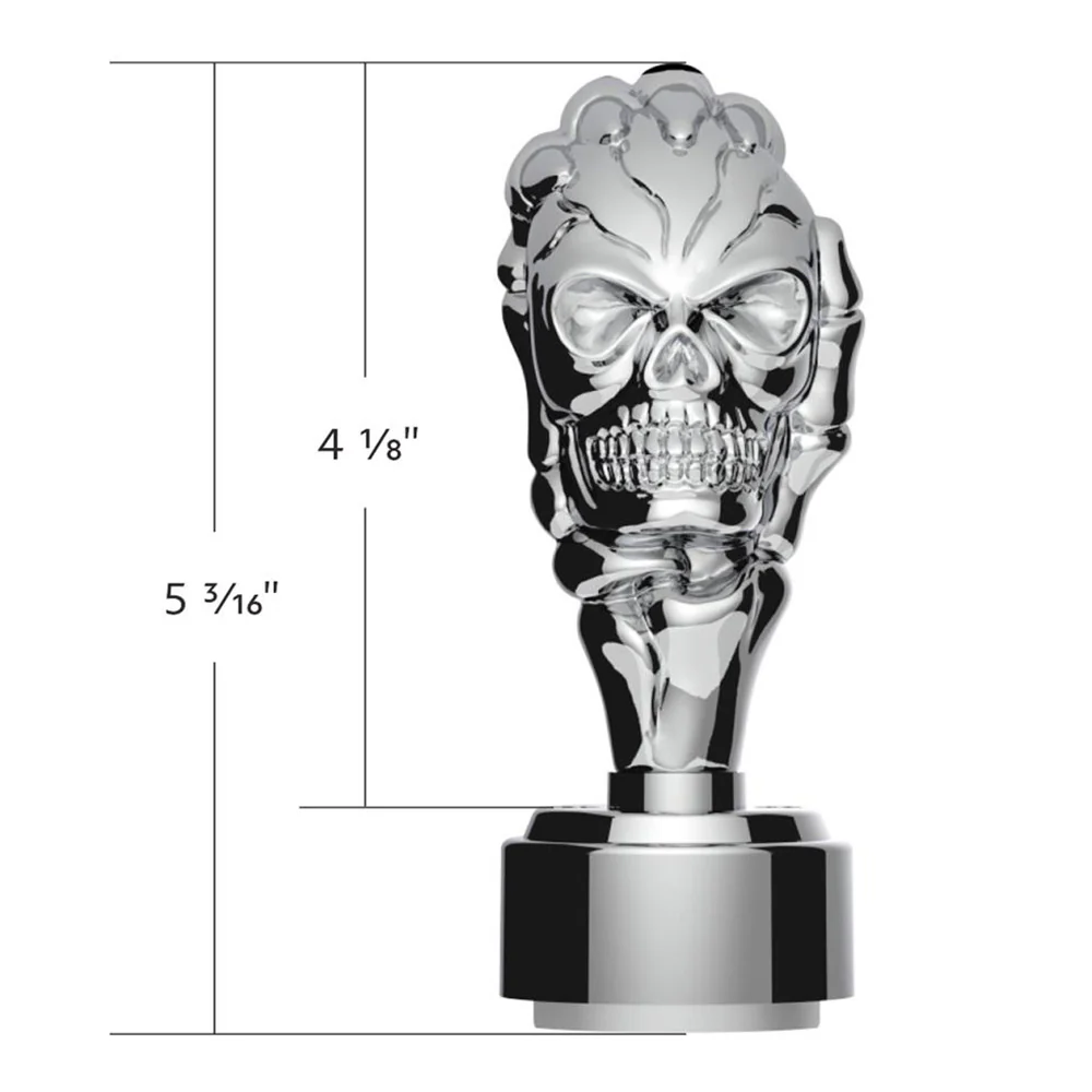 Chrome Skull Gearshift Knob With 9/10 Speed Adapter-Thread On