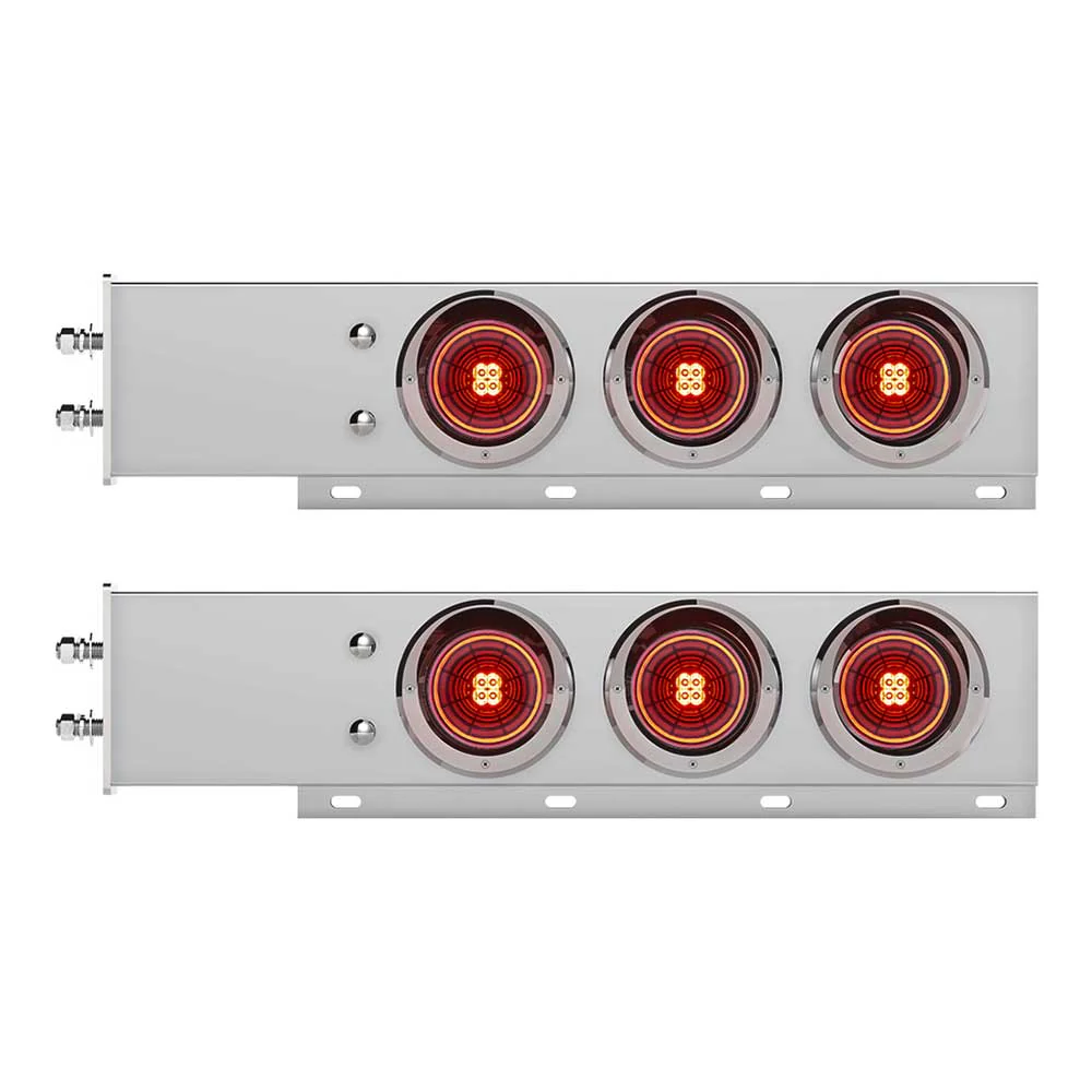 Chrome Spring Loaded Light Bars with Six 4" 13 LED Abyss Lights with Visor - 2-1/2" Bolt Pattern (PR) - Image 2