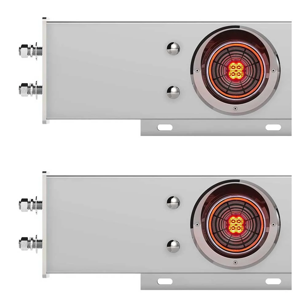 Chrome Spring Loaded Light Bars with Six 4" 13 LED Abyss Lights with Visor - 2-1/2" Bolt Pattern (PR) - Image 3