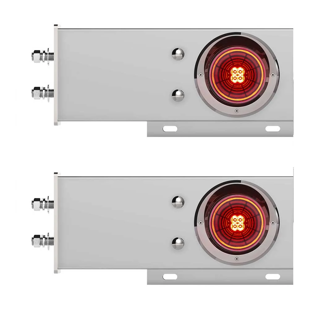 Chrome Spring Loaded Light Bars with Six 4" 13 LED Abyss Lights with Visor - 2-1/2" Bolt Pattern (PR) - Image 4