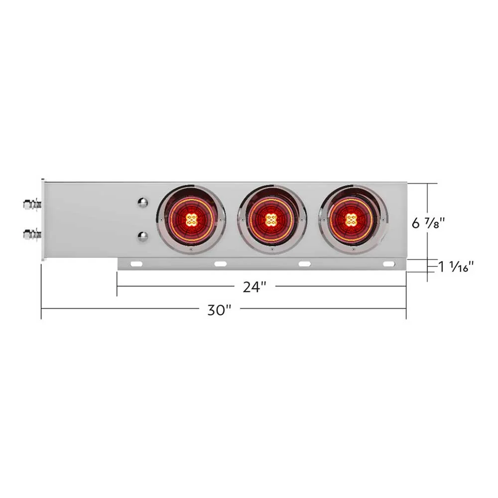 Chrome Spring Loaded Light Bars with Six 4" 13 LED Abyss Lights with Visor - 2-1/2" Bolt Pattern (PR) - Image 5