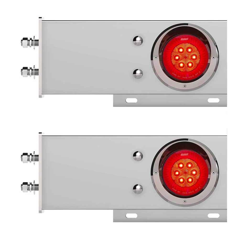 Chrome Spring Loaded Rear Light Bar with Red Turbine Lights with Visor and 2-1/2" Bolt Spacing - Image 2