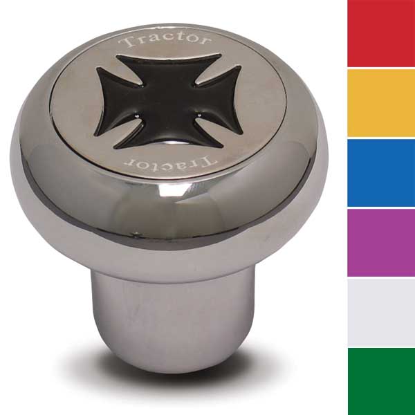 Chrome Tractor/Trailer Maltese Cross Air Valve Knob - Thread On - Image 3