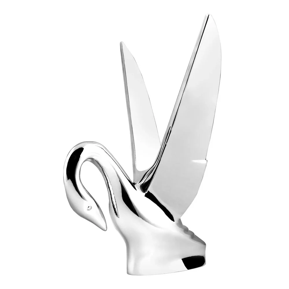 Classic Chrome Swan Hood Ornament with Vintage Wings - Image 2