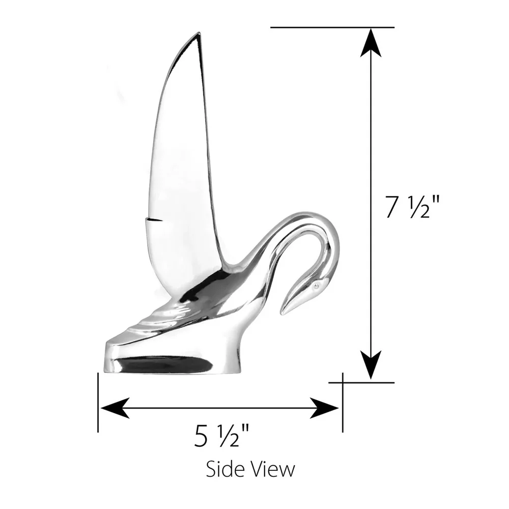 Classic Chrome Swan Hood Ornament with Vintage Wings - Image 3
