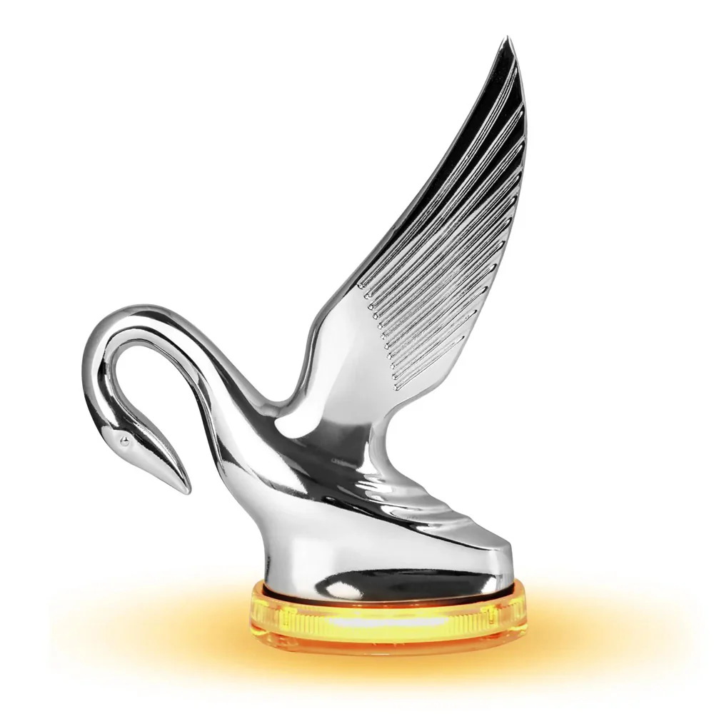 Classic Swan Hood Ornament with LED Glow Base - Image 4