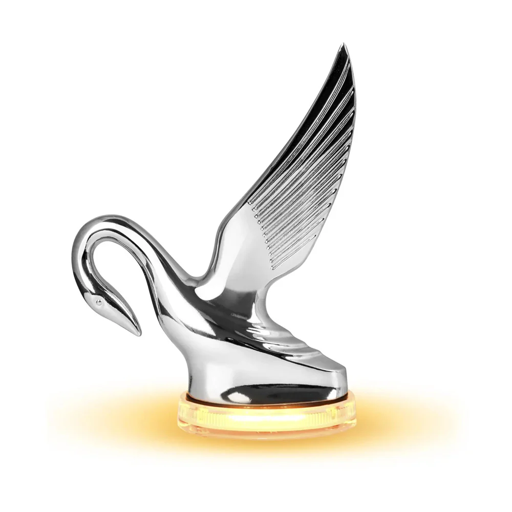 Classic Swan Hood Ornament with LED Glow Base - Image 5