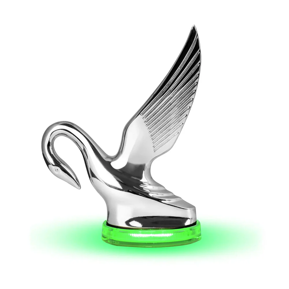 Classic Swan Hood Ornament with LED Glow Base - Image 9