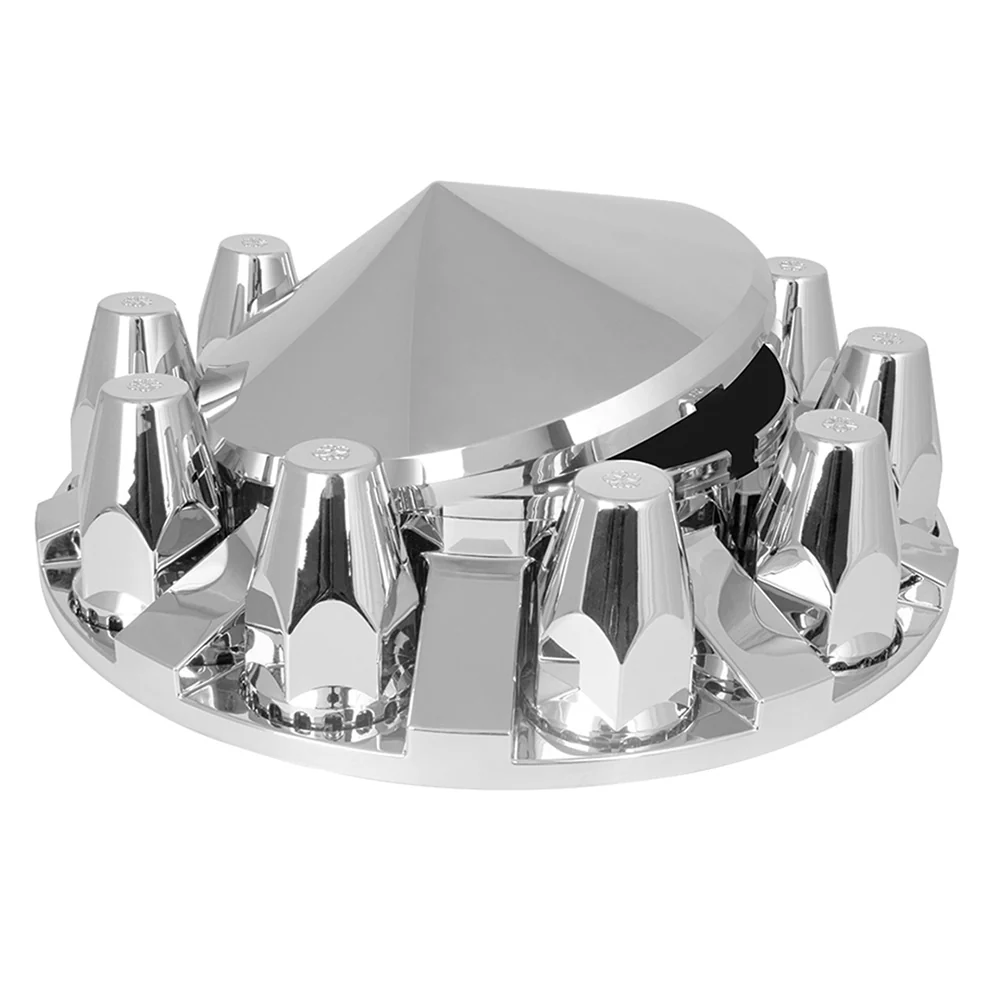 Cone Top Deluxe Chrome ABS Front Axle and Screw-On Classic Nut Cover Kit - Image 2