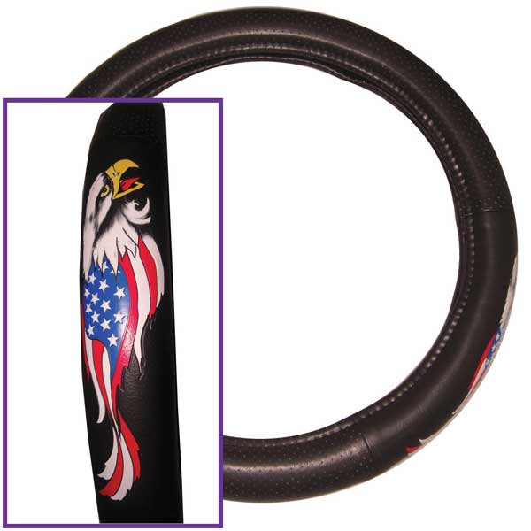 Deluxe American Eagle Steering Wheel Cover 18"