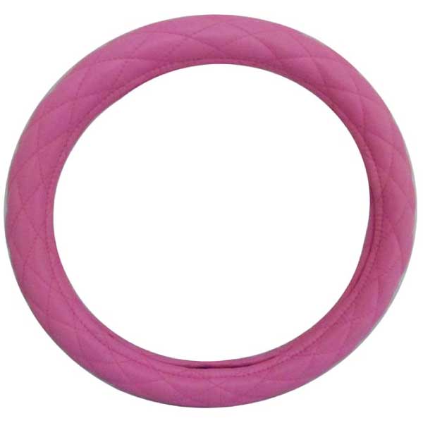 Deluxe Pink Quilted Steering Wheel Cover 18"