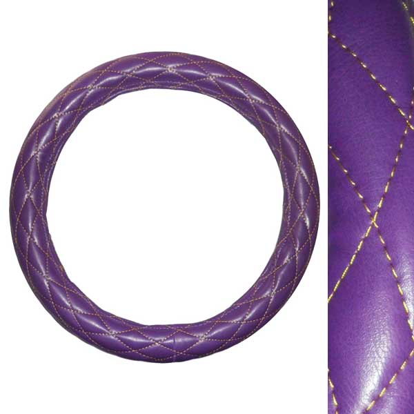 Deluxe Purple and Gold Steering Wheel Cover 18"