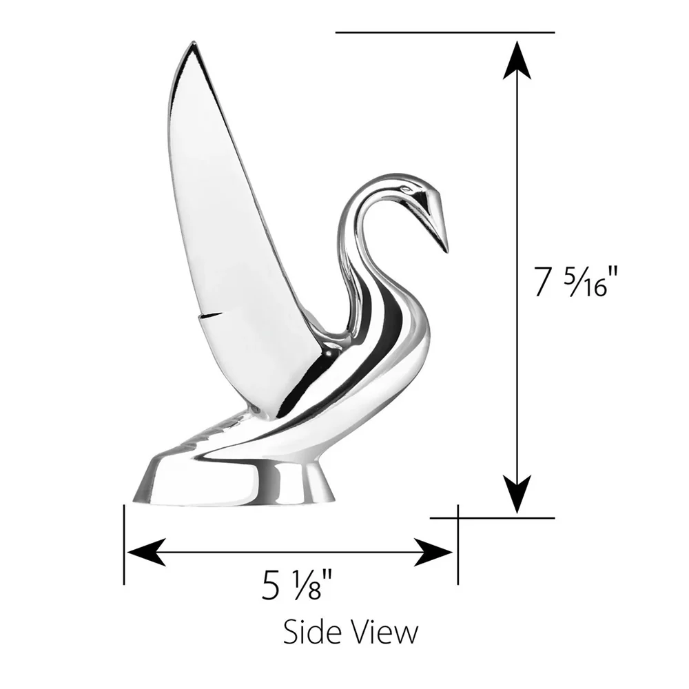 Deluxe Vintage Wing Swan Chrome Hood Ornament - Image 3