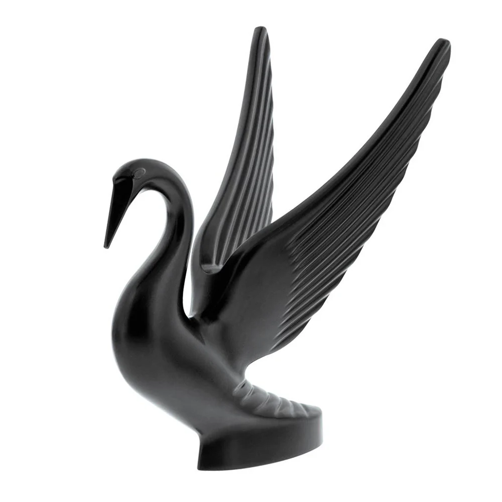 Die-Cast Matte Black Swan Hood Ornament
