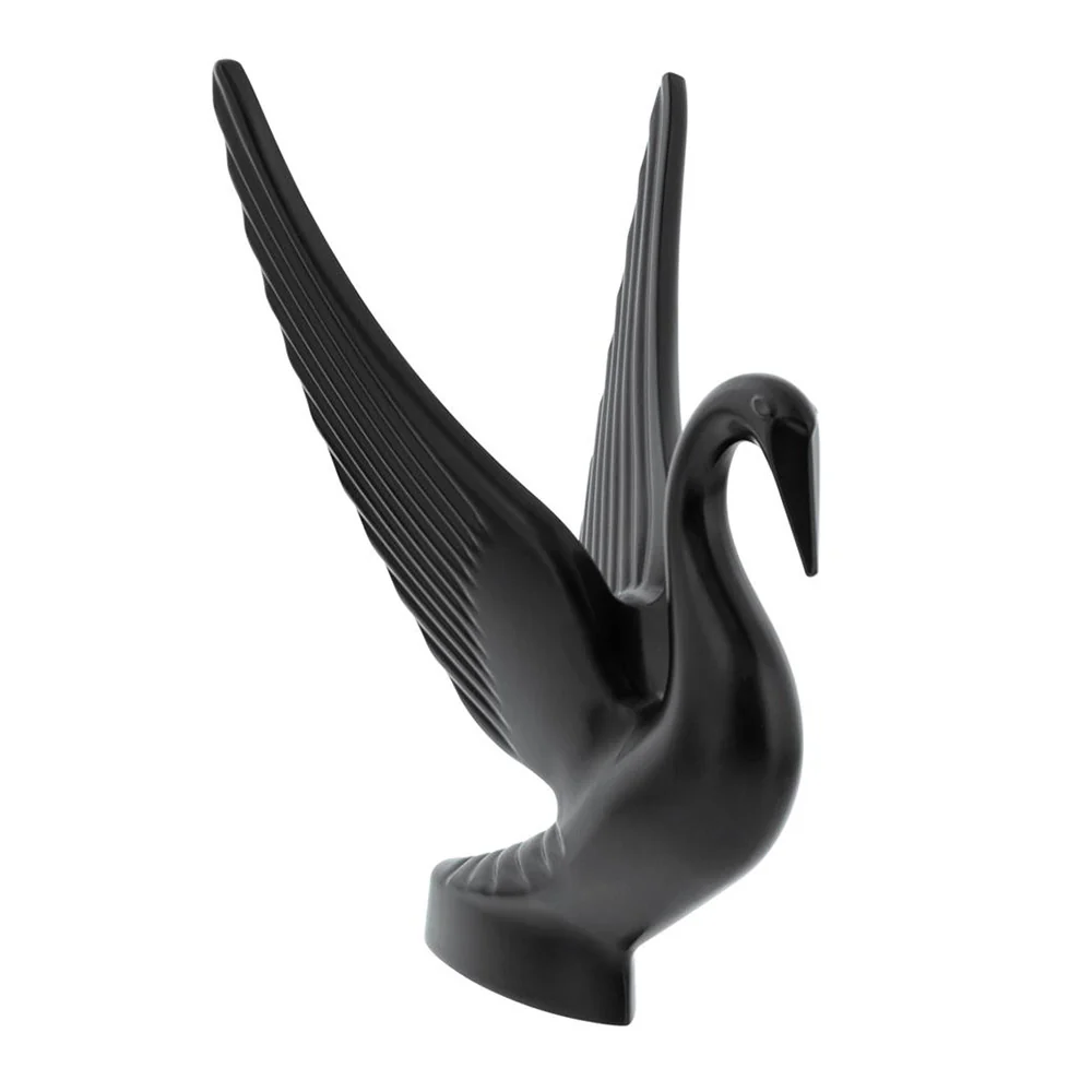 Die-Cast Matte Black Swan Hood Ornament - Image 2