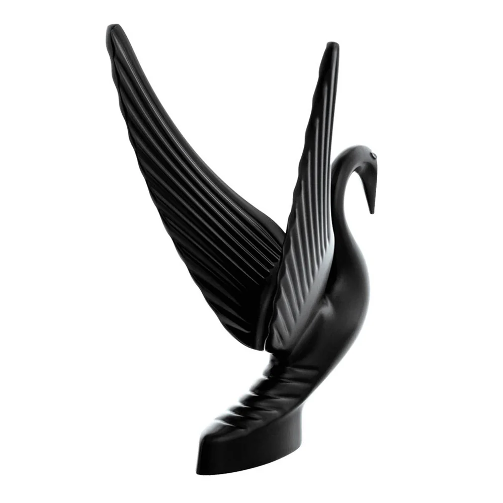 Die-Cast Matte Black Swan Hood Ornament - Image 3