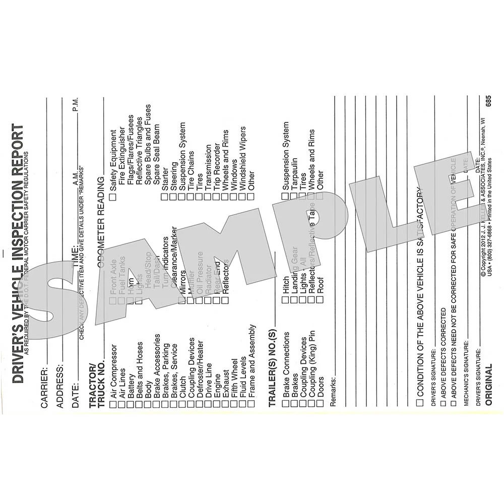 Driver's Vehicle Inspection Report (Carbon Copy) - Image 2