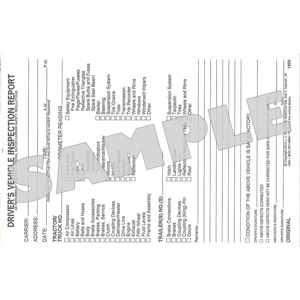 Driver's Vehicle Inspection Report (Carbonless) - Image 2