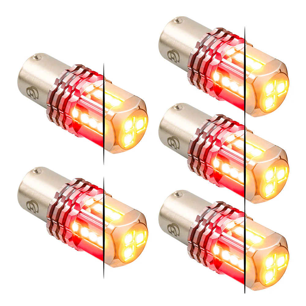 Dual Amber Base High Power Tower LED 1157 Mini Bulb - 5 Pack