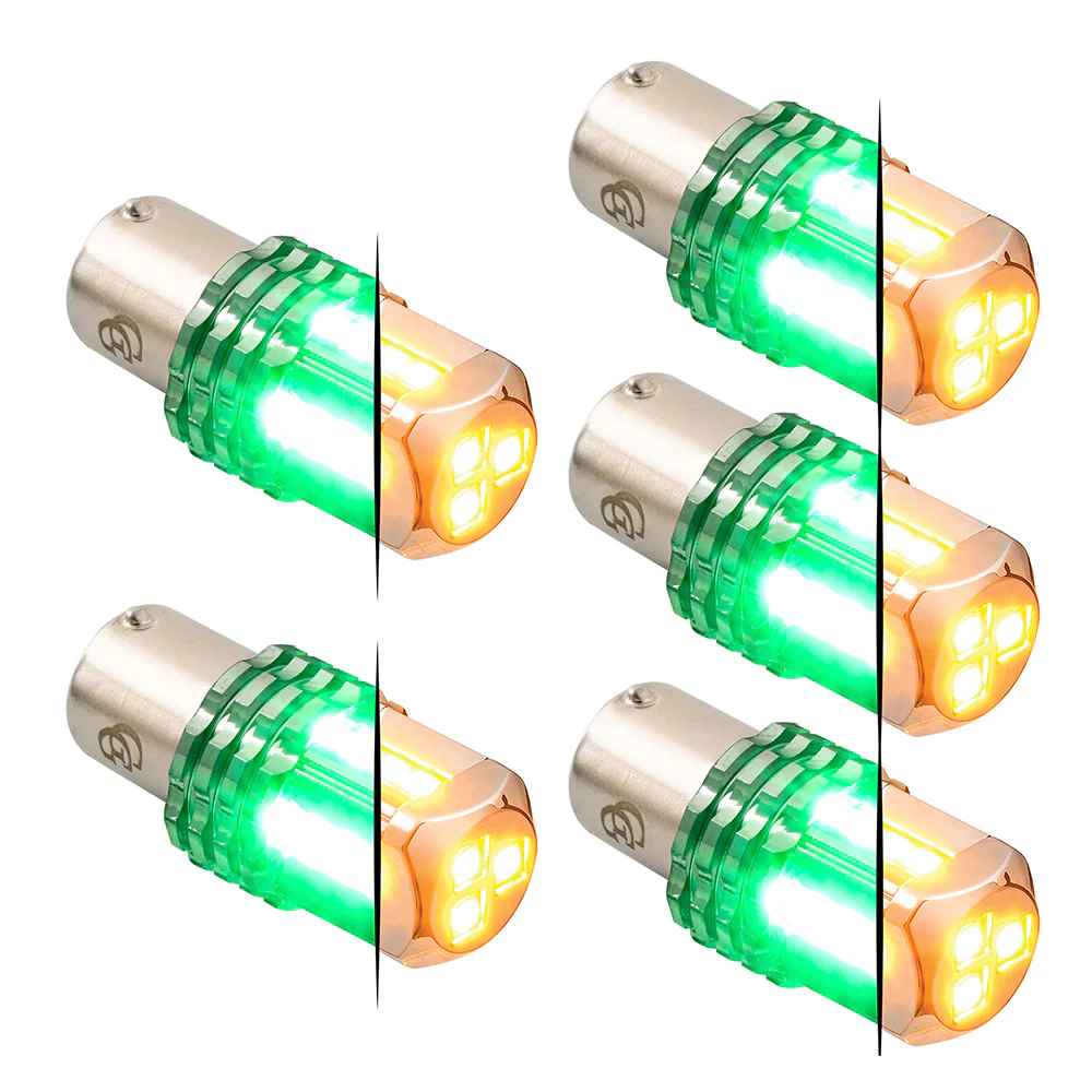 Dual Amber Base High Power Tower LED 1157 Mini Bulb - 5 Pack - Image 8