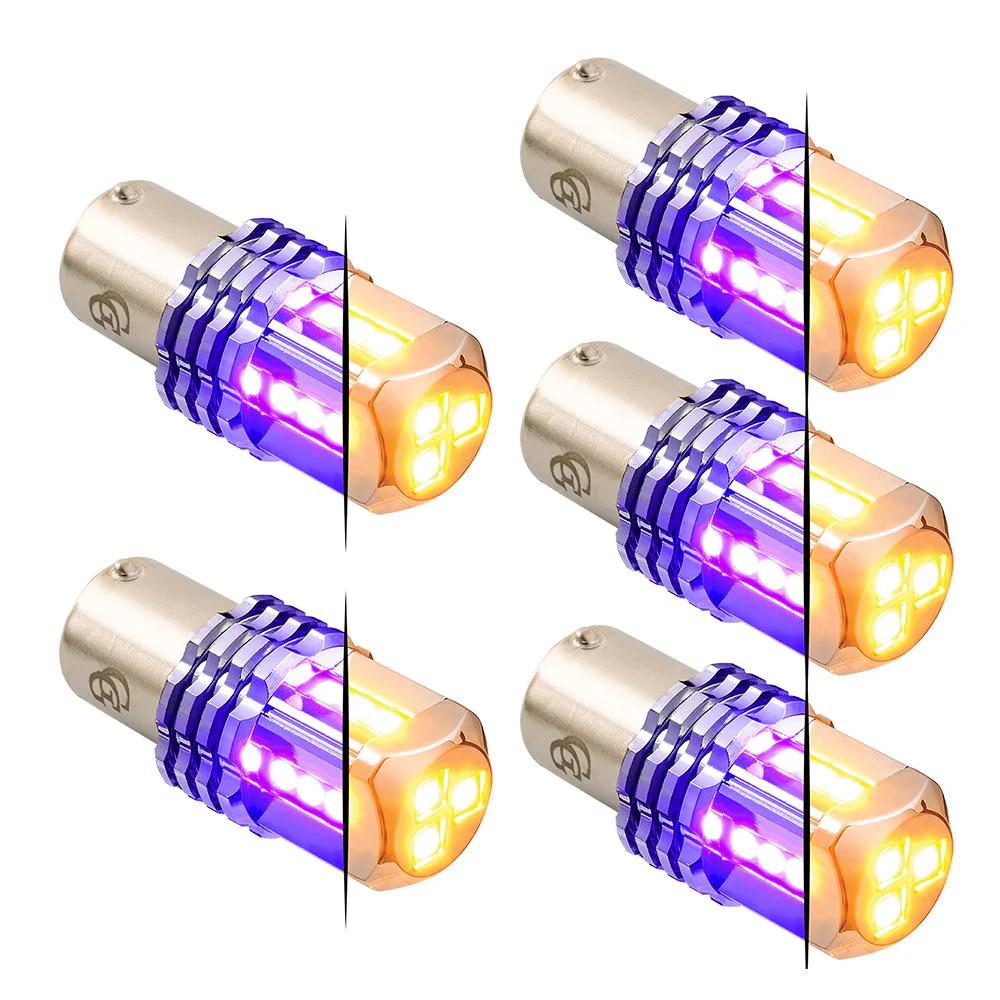 Dual Amber Base High Power Tower LED 1157 Mini Bulb - 5 Pack - Image 9