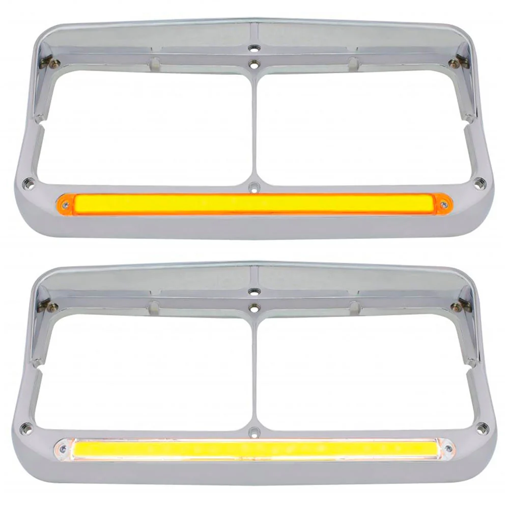 Dual Rectangular Headlight Bezel with GLO LED1