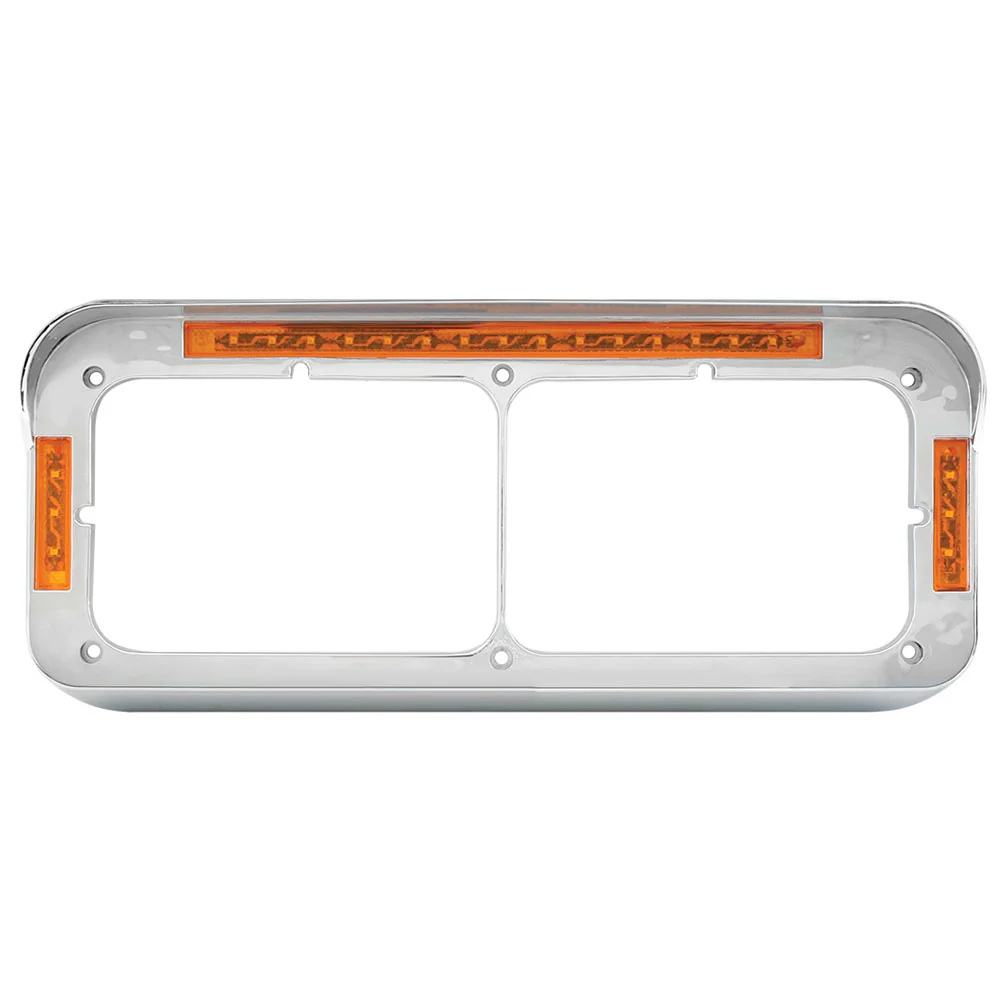 Dual Rectangular Headlight Bezel with Visor 21 LED Lights - Image 2