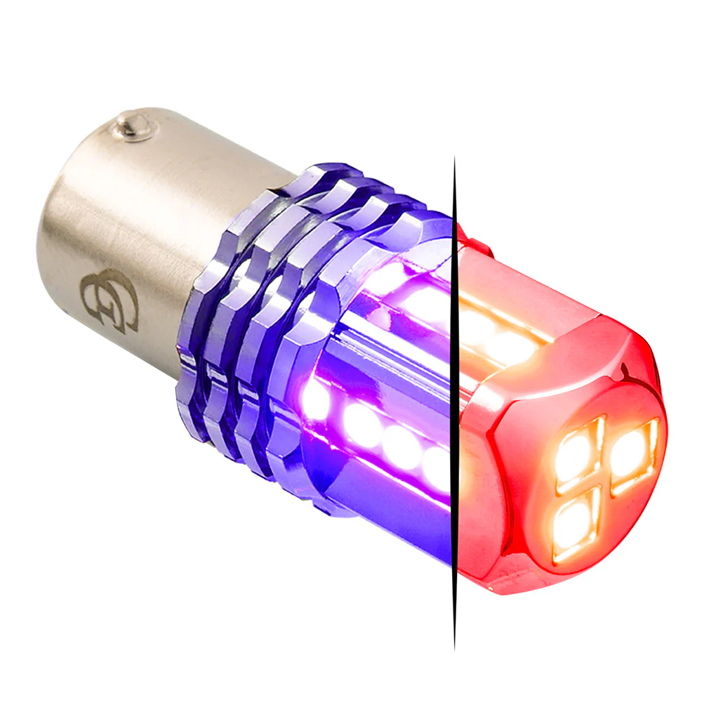 Dual Red Base High Power Tower LED 1157 Mini Bulb - Image 2