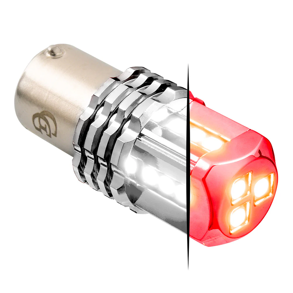 Dual Red Base High Power Tower LED 1157 Mini Bulb - Image 4
