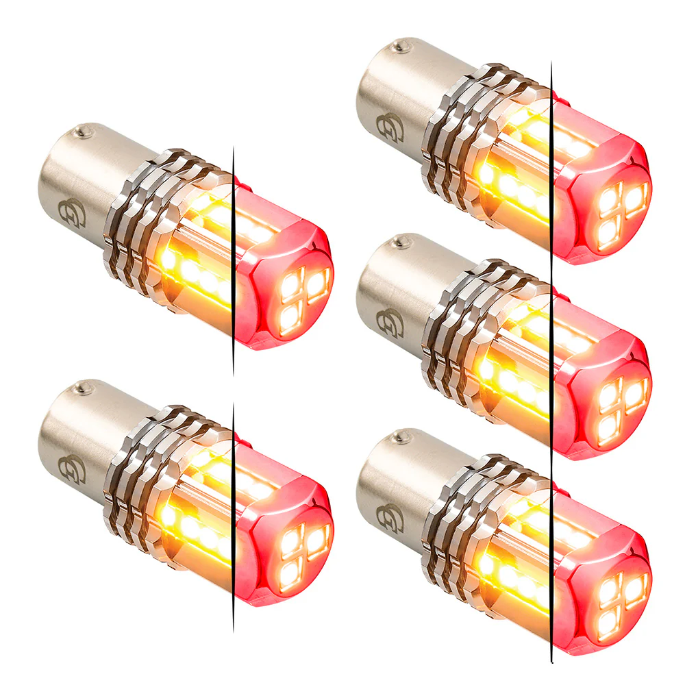 Dual Red Base High Power Tower LED 1157 Mini Bulb - 5 Pack - Image 6