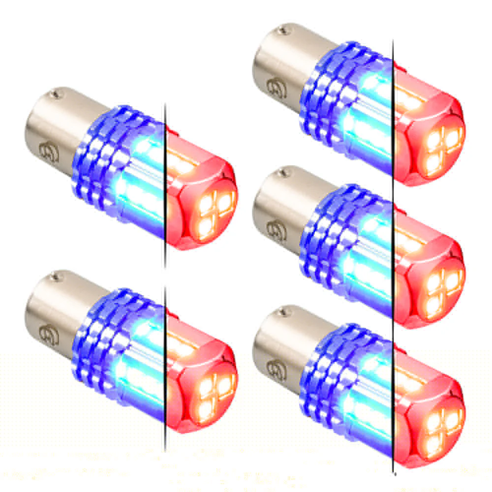 Dual Red Base High Power Tower LED 1157 Mini Bulb - 5 Pack - Image 8