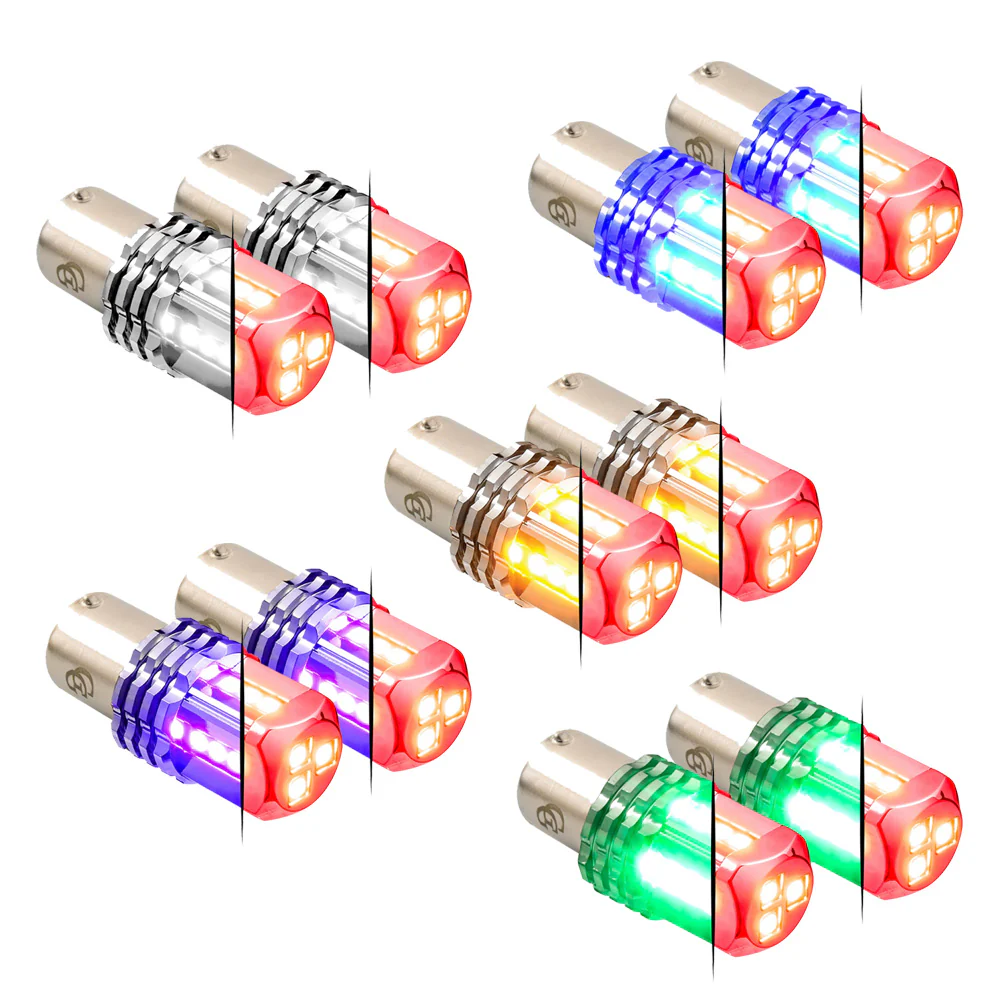 Dual Red High Base Power Tower LED 1157 Mini Bulb - Pair