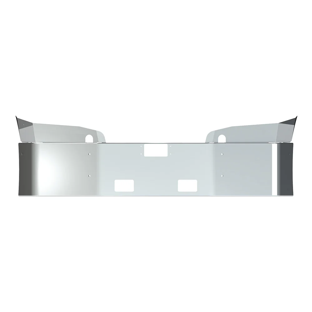 FL Cascadia 18" Set Back Chrome Bumper with Fog, Tow, and Radar Cut Outs - Image 2