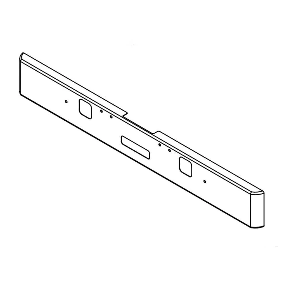 FL Classic XL Day Cab 12" Chrome Texas Square Bumper with Step, Tow Cutouts