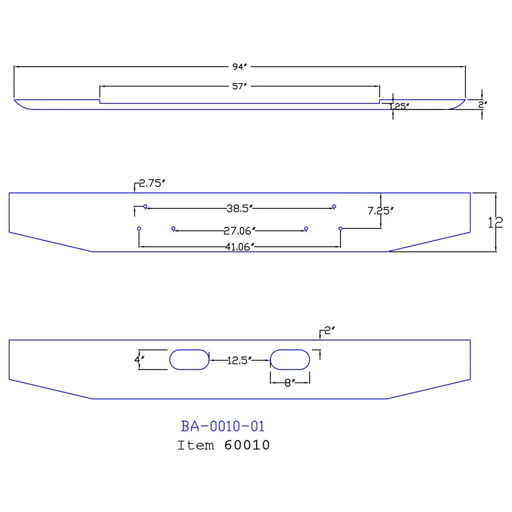 Ford 12" Tapered Chrome Bumper - Image 3