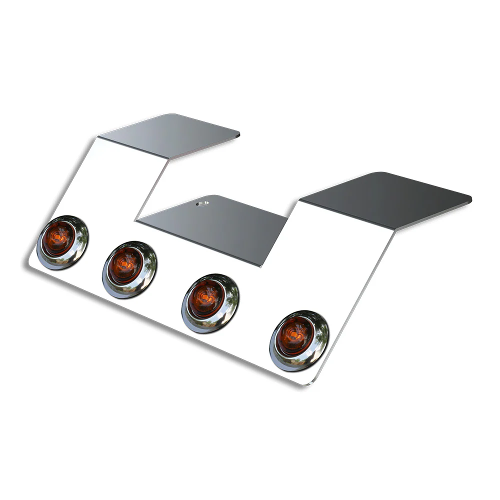 Four 3/4" Button Amber LED Light Underframe Nova Bracket