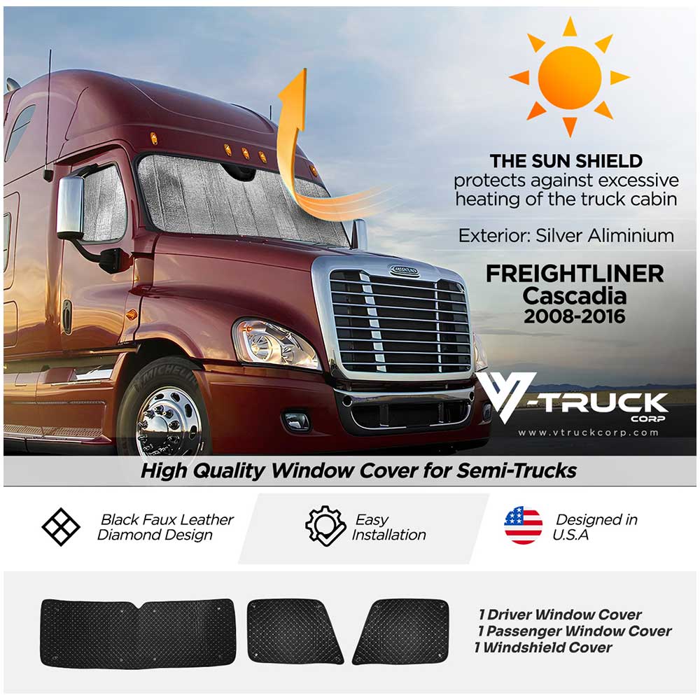 Freightliner Cascadia 2008-2016 Sun Shields - 3 Piece Kit