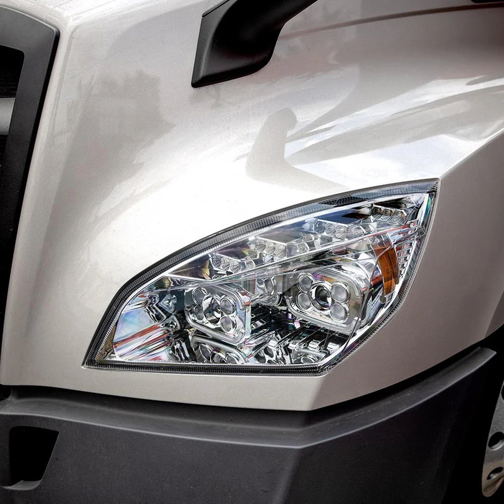 Freightliner Cascadia 2018+ Chrome Inner Housing High Power LED Projector Headlight with LED Sequential Turn and DRL - Image 2