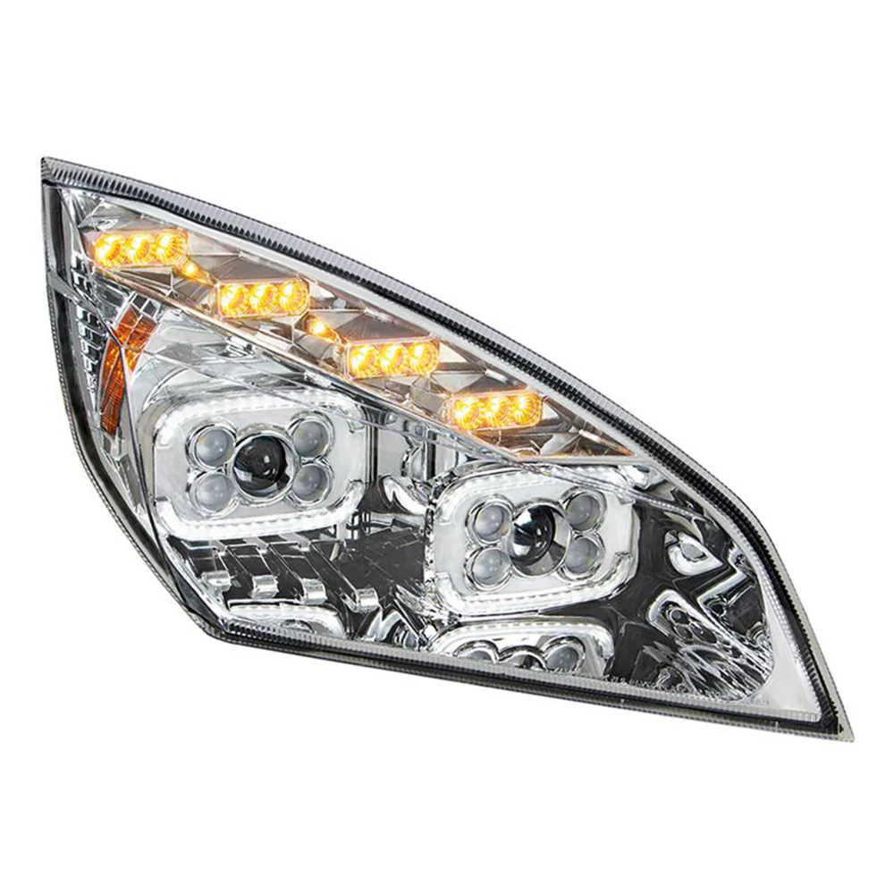Freightliner Cascadia 2018+ Chrome Inner Housing High Power LED Projector Headlight with LED Sequential Turn and DRL - Image 8