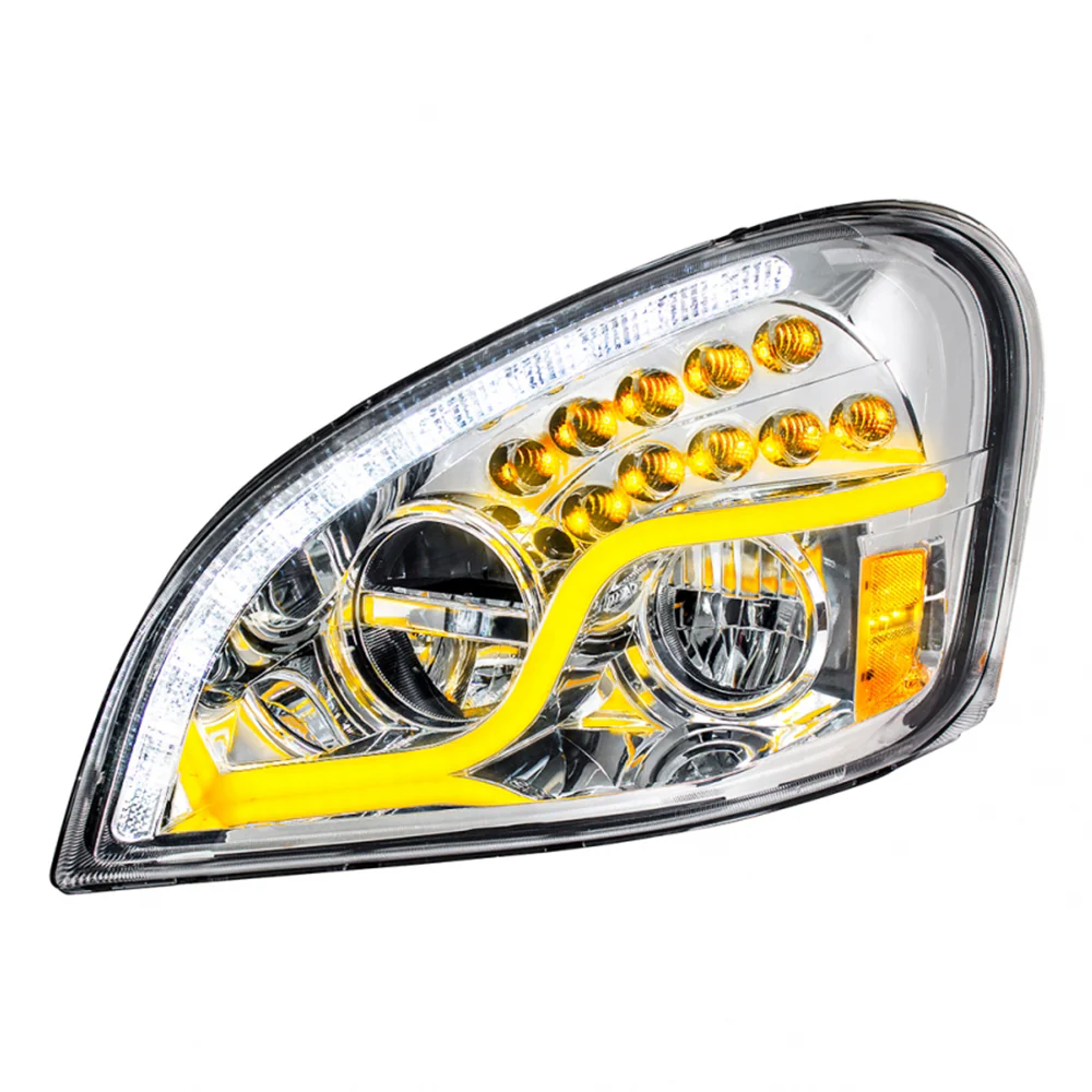 Freightliner Cascadia Chrome Headlight with LED Turn Signal & Running Light - Image 6